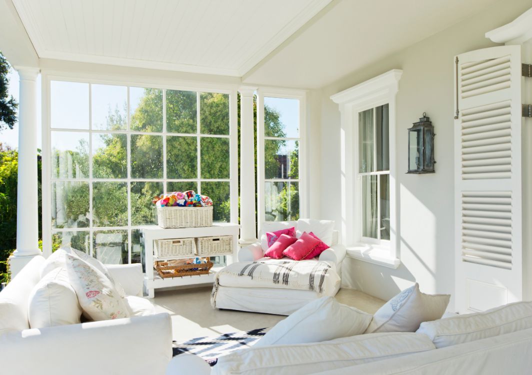 White porch home addition
