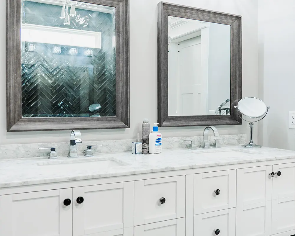 Modern bathroom with white tiles and minimalist design